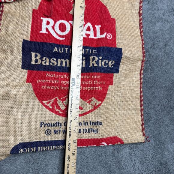 ROYAL BASMATI Rice Bags Empty Burlap Sacks Zip Close Lot of 3 Upcycled Totes - Picture 3 of 7